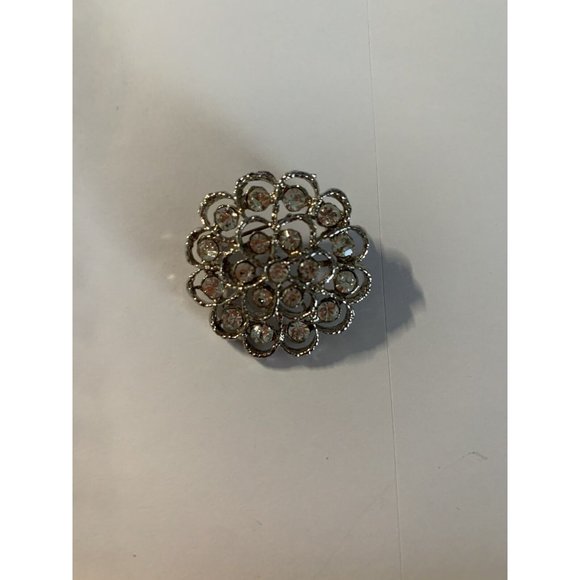 Unbranded Jewelry - VINTAGE CLEAR RHINESTONE flower  BROOCH/ PIN silver tone Pin Bent